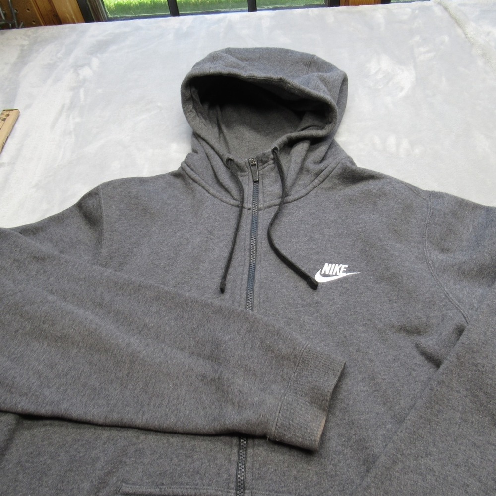 Nike Hoodie Mens Large Gray Full Zip Fleece Lined Skate Heavyweight Sweatshirt